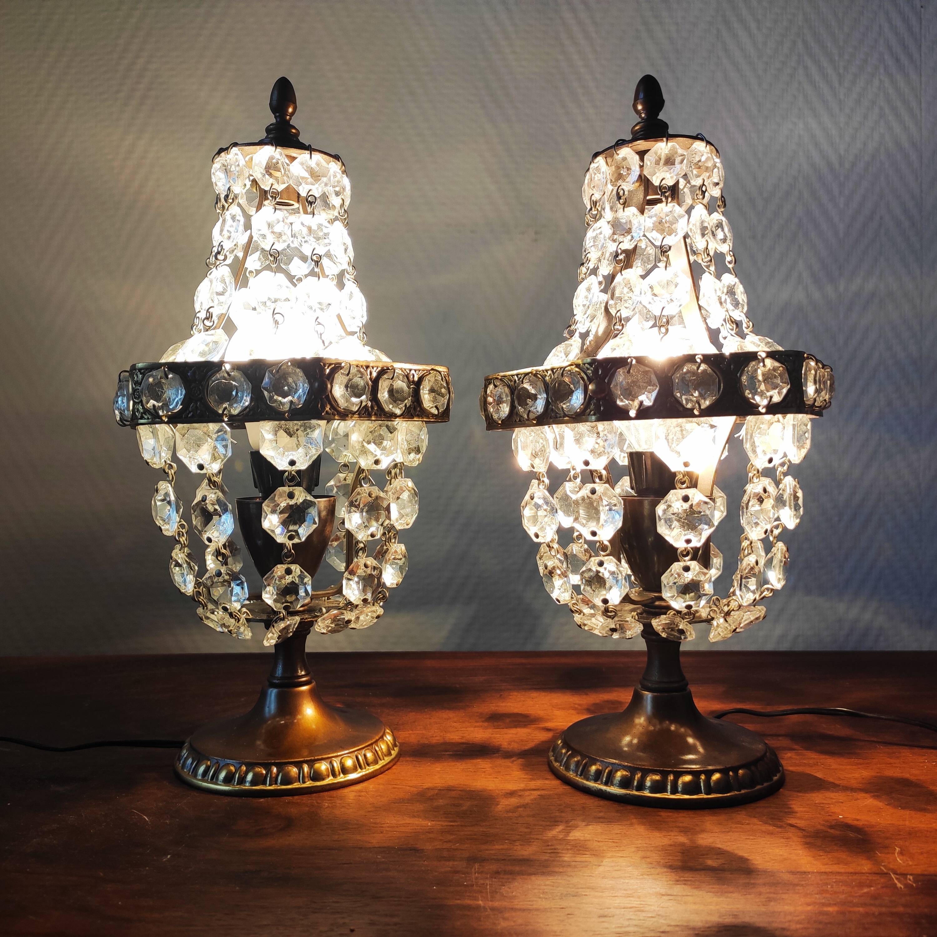 Paire de lampes montgolfière à pampilles