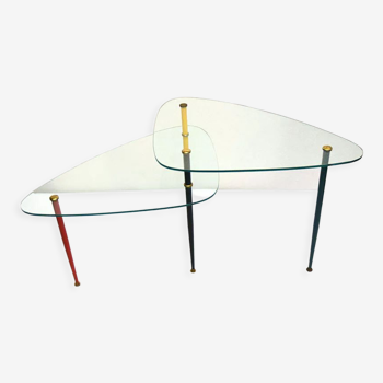 Metal & Crystal Arlecchino Coffee Table by Edoardo Poli for Vitrex, 1960s