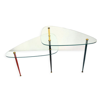 Table basse Arlecchino en métal et cristal par Edoardo Poli pour Vitrex, années 1960