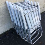 Six folding armchairs, aluminum frame wooden slats