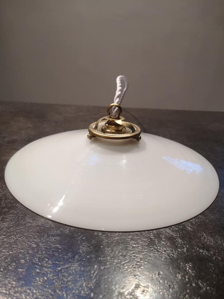 Antique opaline suspension white smooth spirit Art Deco 1930 TBE ø 25 cm