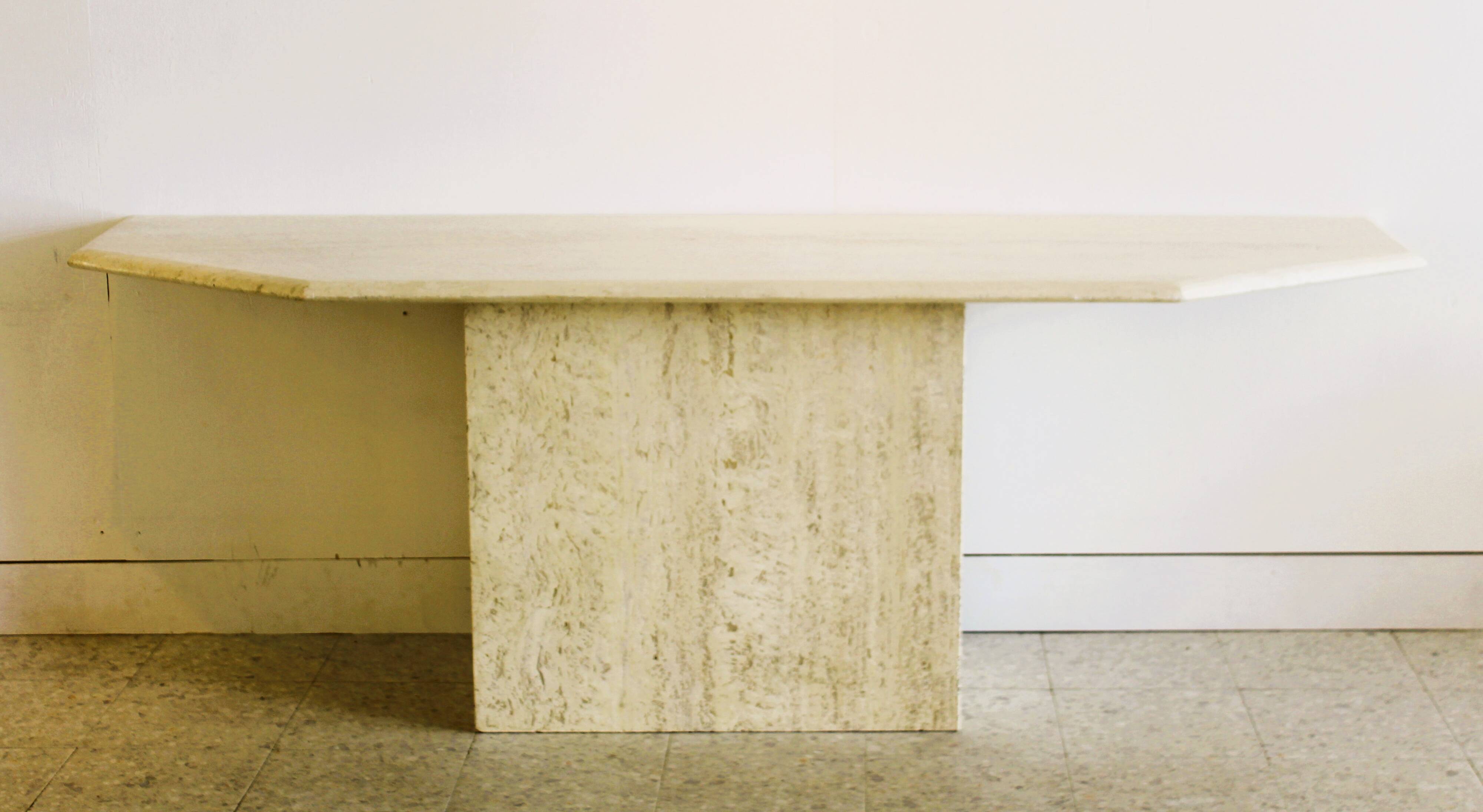 Very large travertine console, Italy, 1970s.