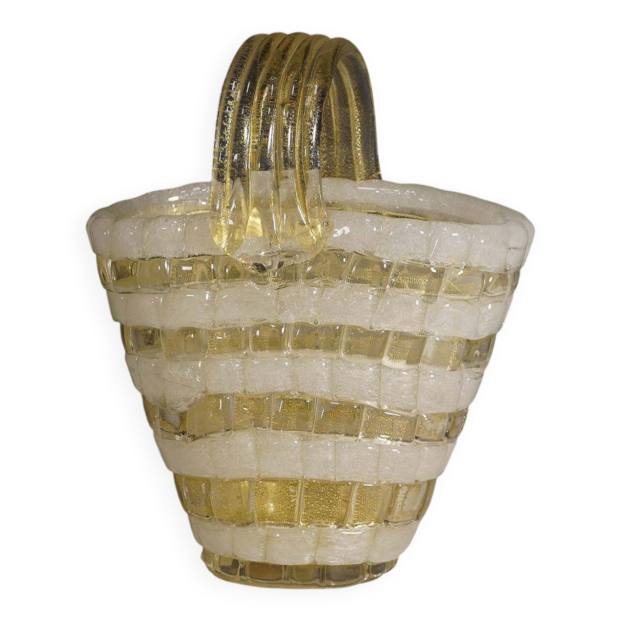 Glass basket attributed to Ercole Barovier for Barovier & Toso around the 1940s.