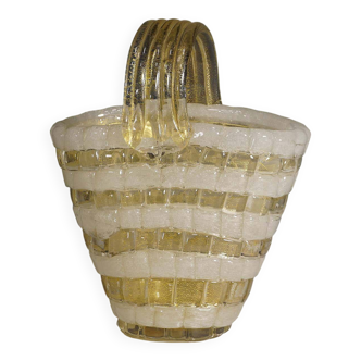 Glass basket attributed to Ercole Barovier for Barovier & Toso around the 1940s.