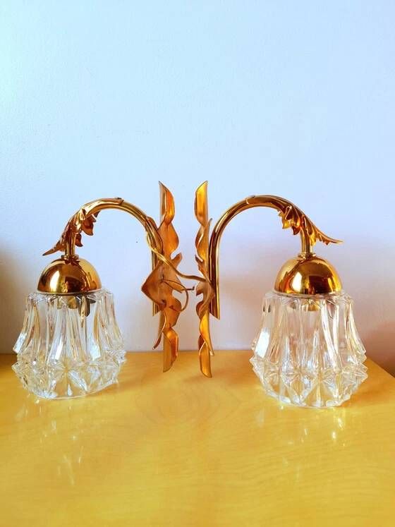 Pair of Acanthus Leaf Wall Lights 1970