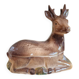 Caugant terrine in ceramic hand painted zoomorphic young deer model