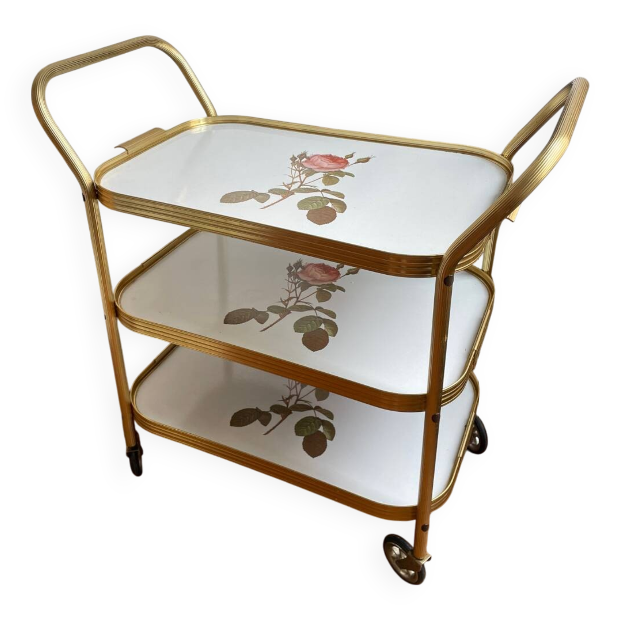 Golden trolley on wheels