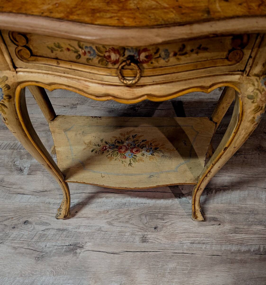 Pair of Italian painted bedside tables in Louis XV style