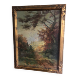 Huile sur toile XIXe paysage de Brunot