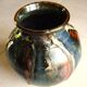 Ceramic vase, glazed stoneware, floral decoration, signature to be identified