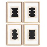 Collection of 4 black abstract paintings on paper signed eawy