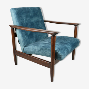GFM-142 Chair in Blue Chameleon Velvet by Edmund Homa, 1970s