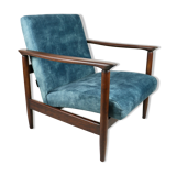 GFM-142 Chair in Blue Chameleon Velvet by Edmund Homa, 1970s
