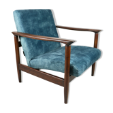 Fauteuil GFM-142 en velours caméléon bleu par Edmund Homa, années 1970