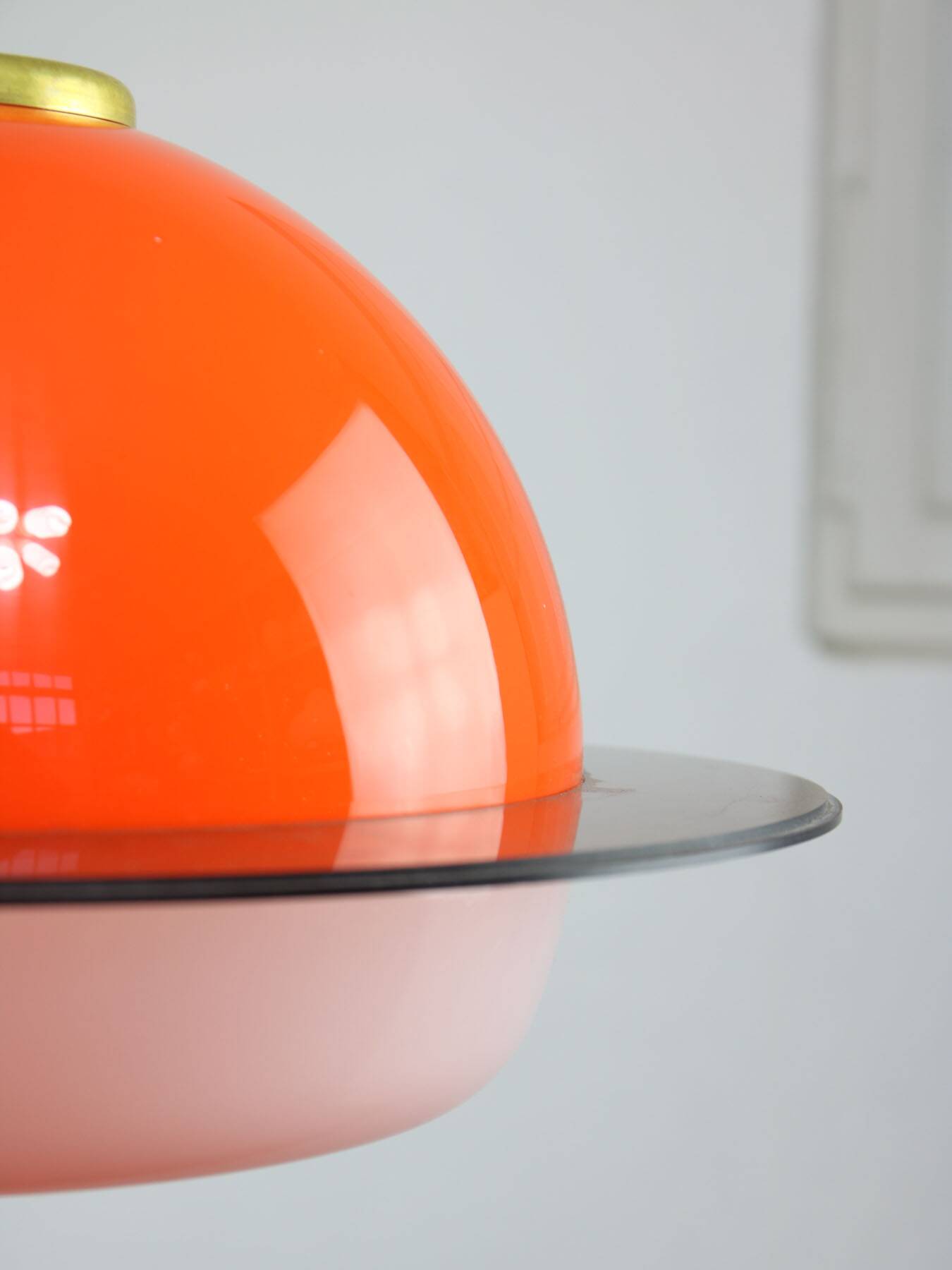 Italian Orange Space Age Saturn Lamp, 70s