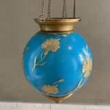 Blue glass pendant light