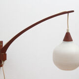 1960s wall lamp in teak and opal glass