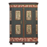 Rustic Farmhouse Folk Art Painted Bridal Cabinet