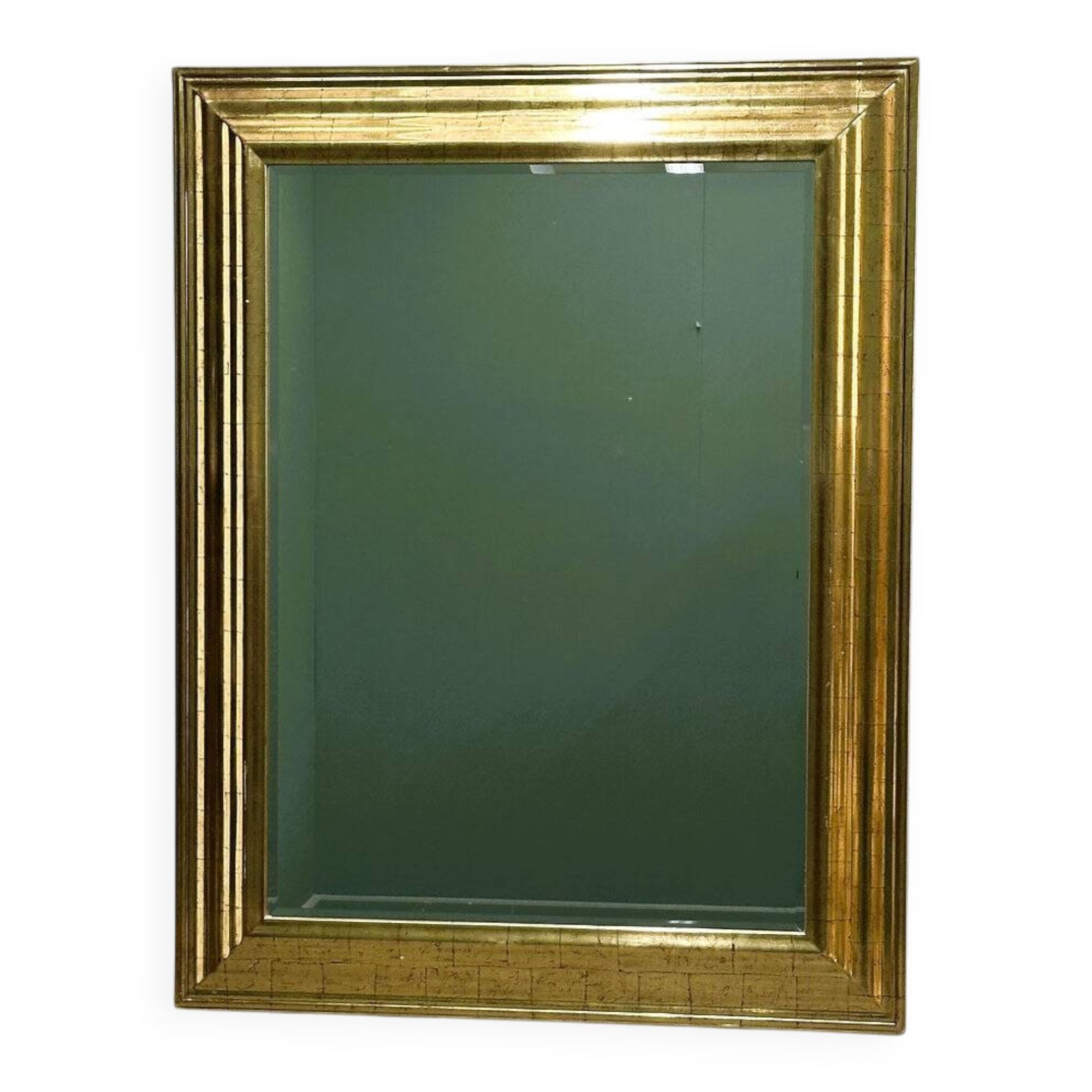 Very large Deknudt mirror with faux gold leaf frame, 1980s. Belgium