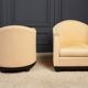 Pair of Art Deco First Time armchairs 1930 cream fabric on wooden structure