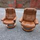 Pair of Ekornes Stressless leather armchairs, 1980s