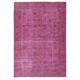 Vintage Handmade Turkish Wool Area Rug Redyed in Pink for Modern Interiors
