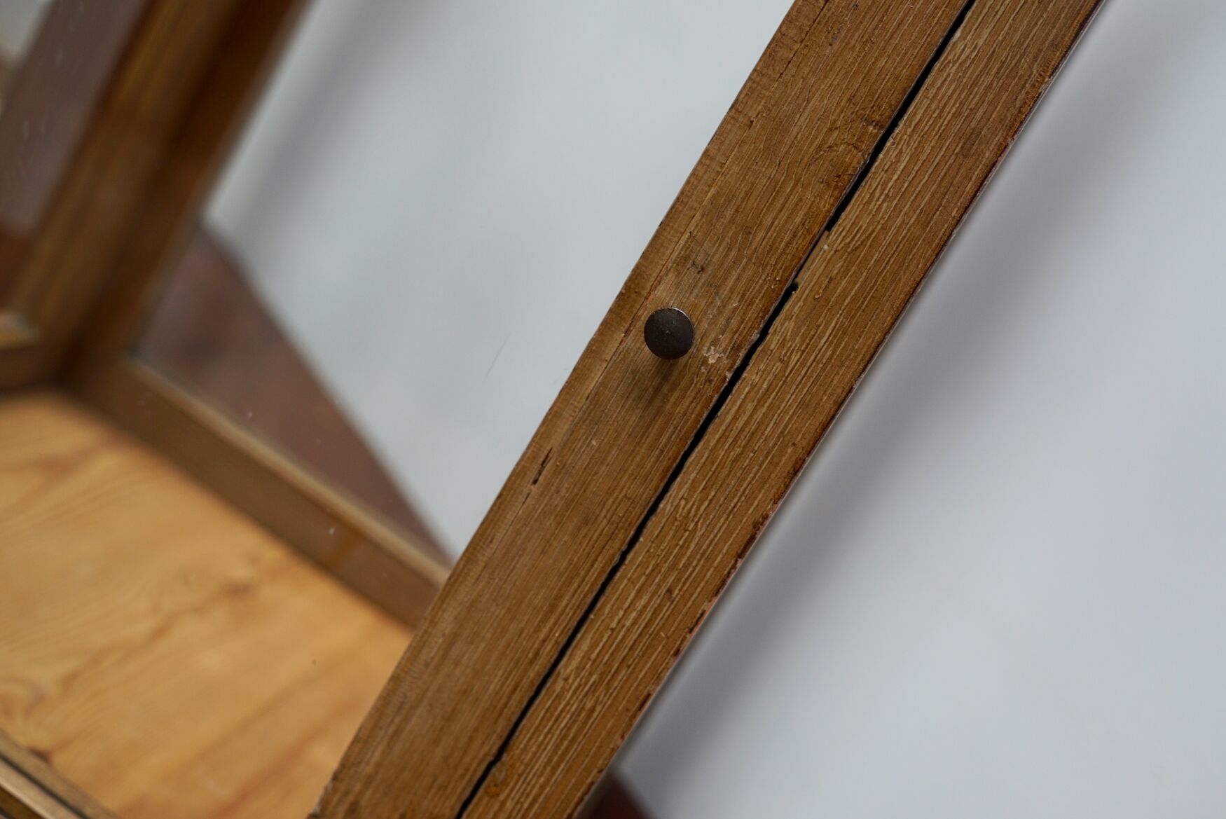 pair of faux oak shop display cabinets, circa 1920s