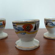 Set of four Art Deco porcelain egg cups from the 1930s.