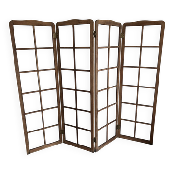 Antique screen in solid oak and glass
