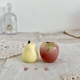 Vintage ceramic salt and pepper shaker and fruit slip