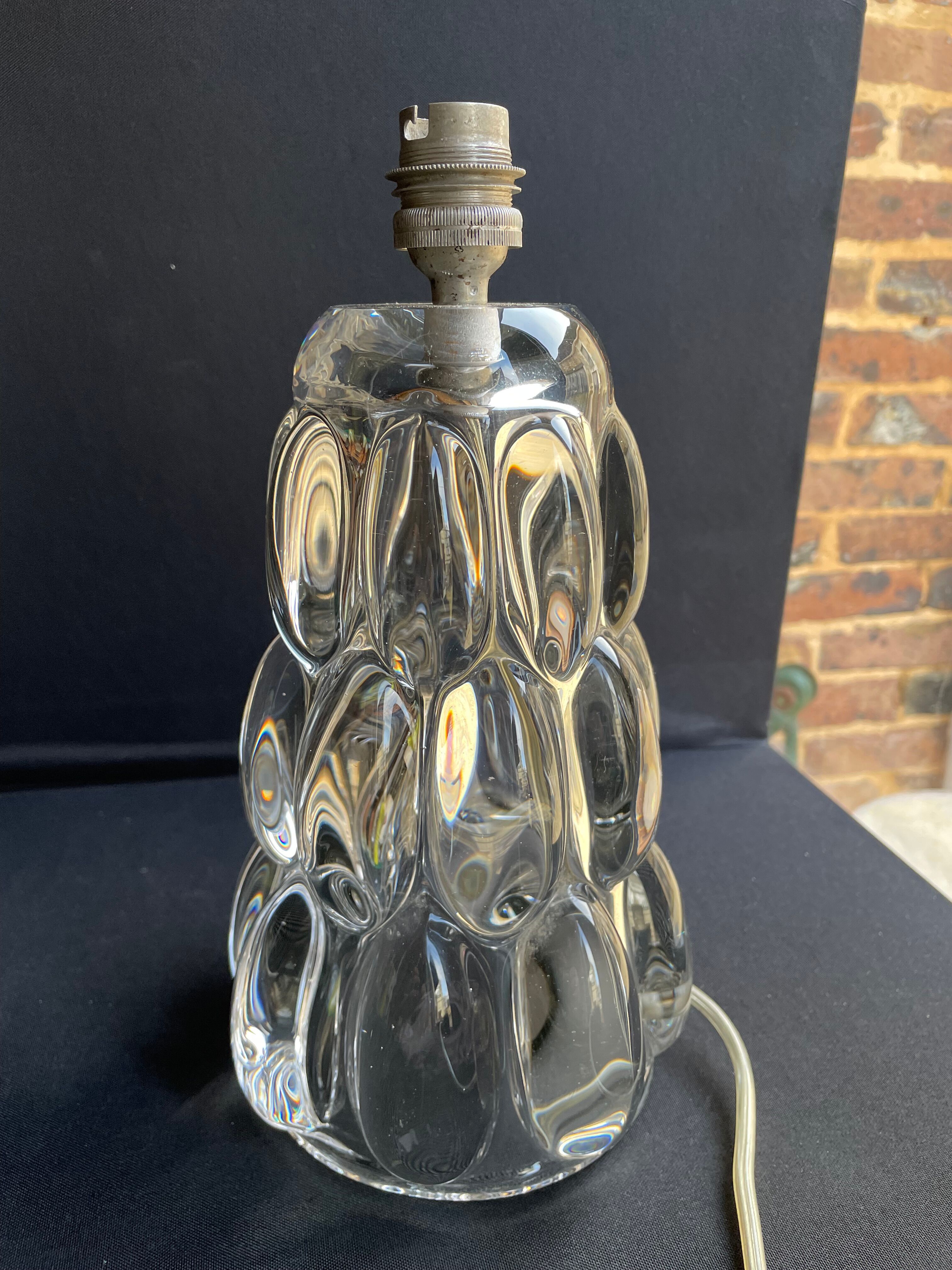 Schneider Glassworks - Important Lamp Foot - Molded Crystal - Conical with Godrons