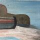 Oil painting on wood boats and lake 1977