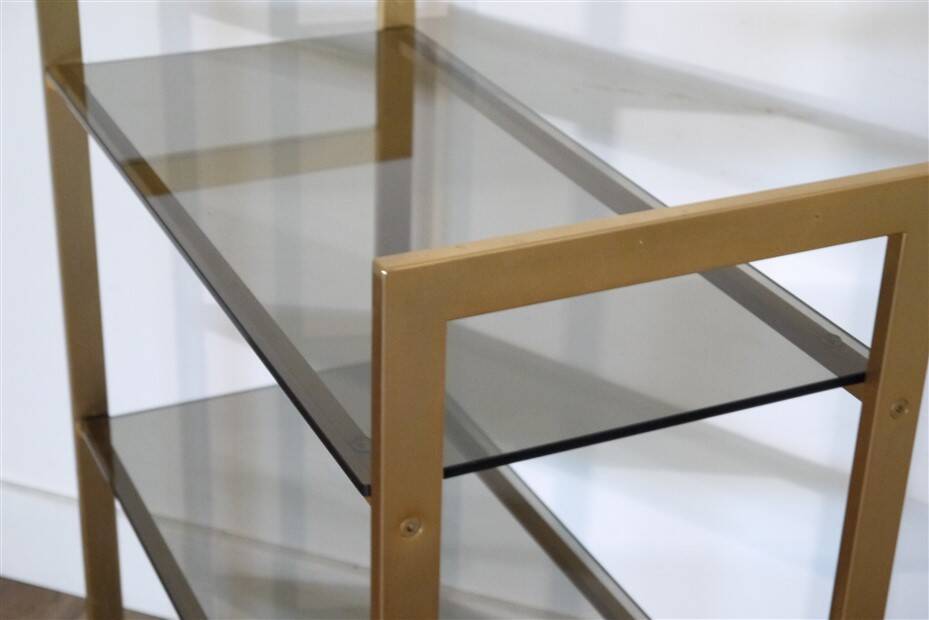 Italian glass and gold metal shelf from Artelano 1970