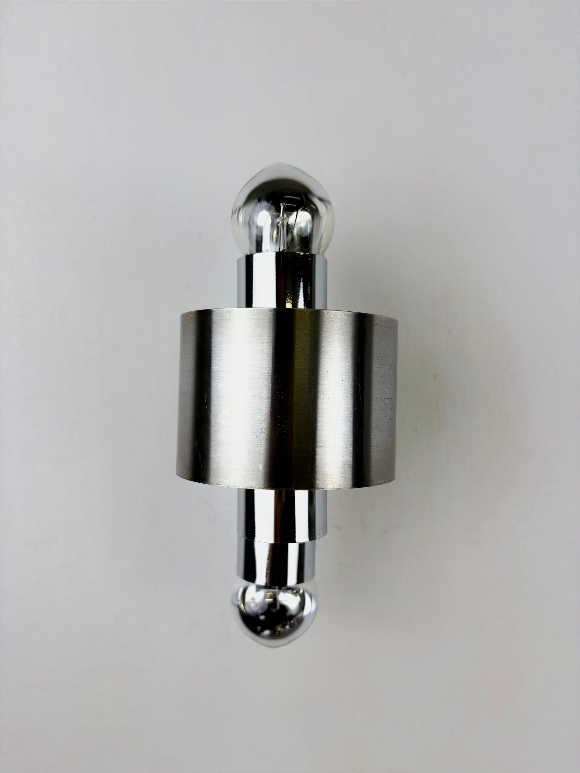 Space age 2-light wall sconce, chromed metal, Italy, 1970s