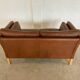 Vintage Danish mid-century dark cognac leather 2 seater Stouby sofa