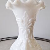 White opaline vase decorated with arabesques and ram's heads