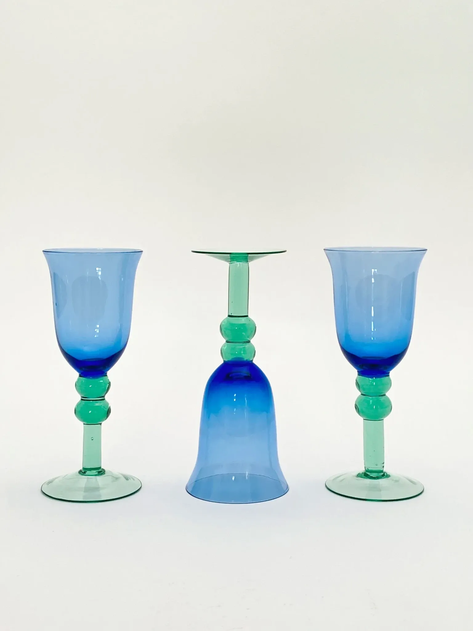 Trio of two-tone blown glasses