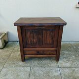 ARANJOU vintage solid elm brutalist bar cabinet