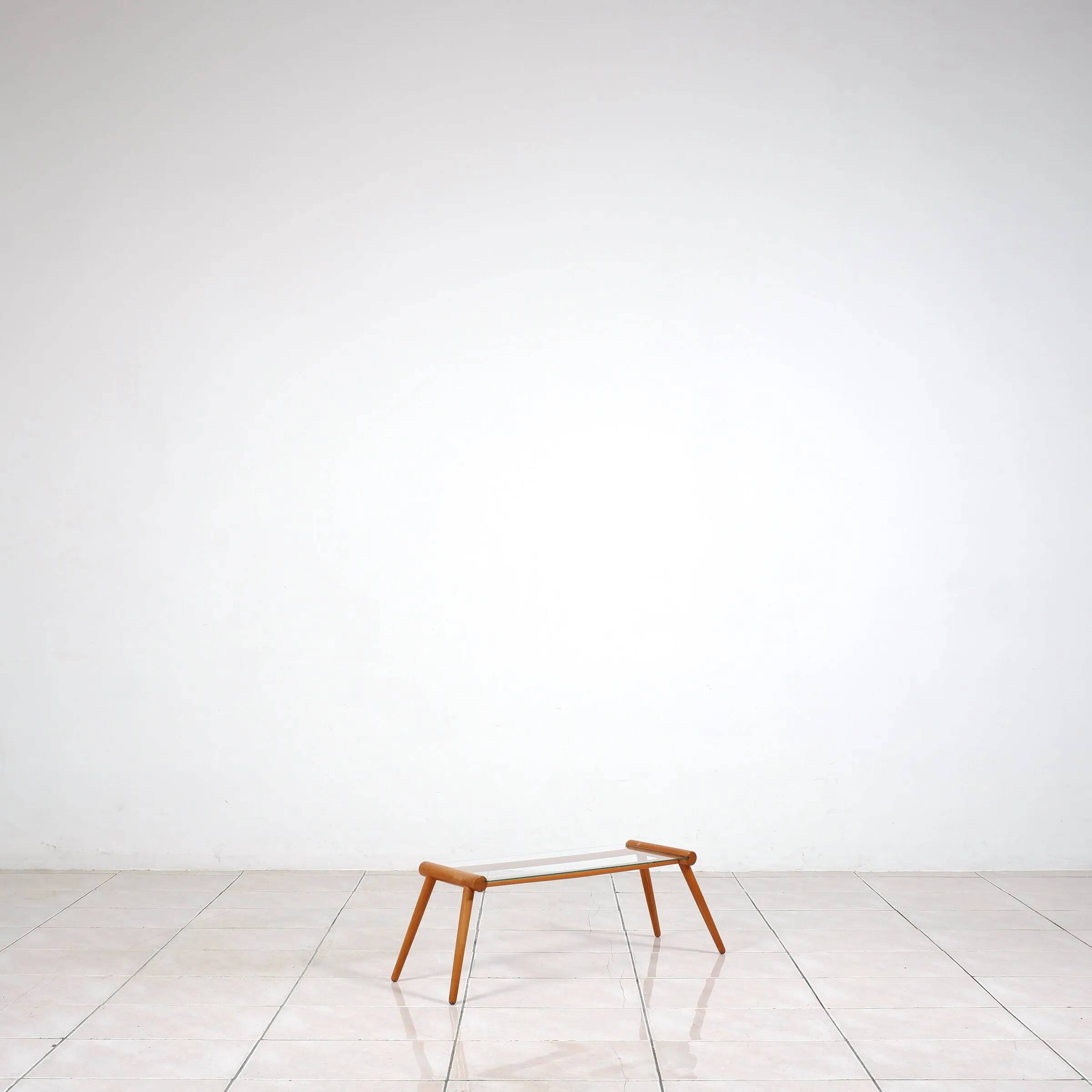 Side table by Max Kment in walnut / glass