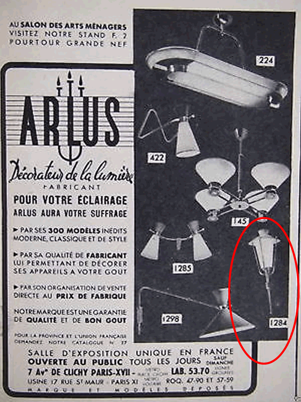 2 Appliques "torch" of Arlus 1950