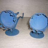 Pair of candle holders, blue torches