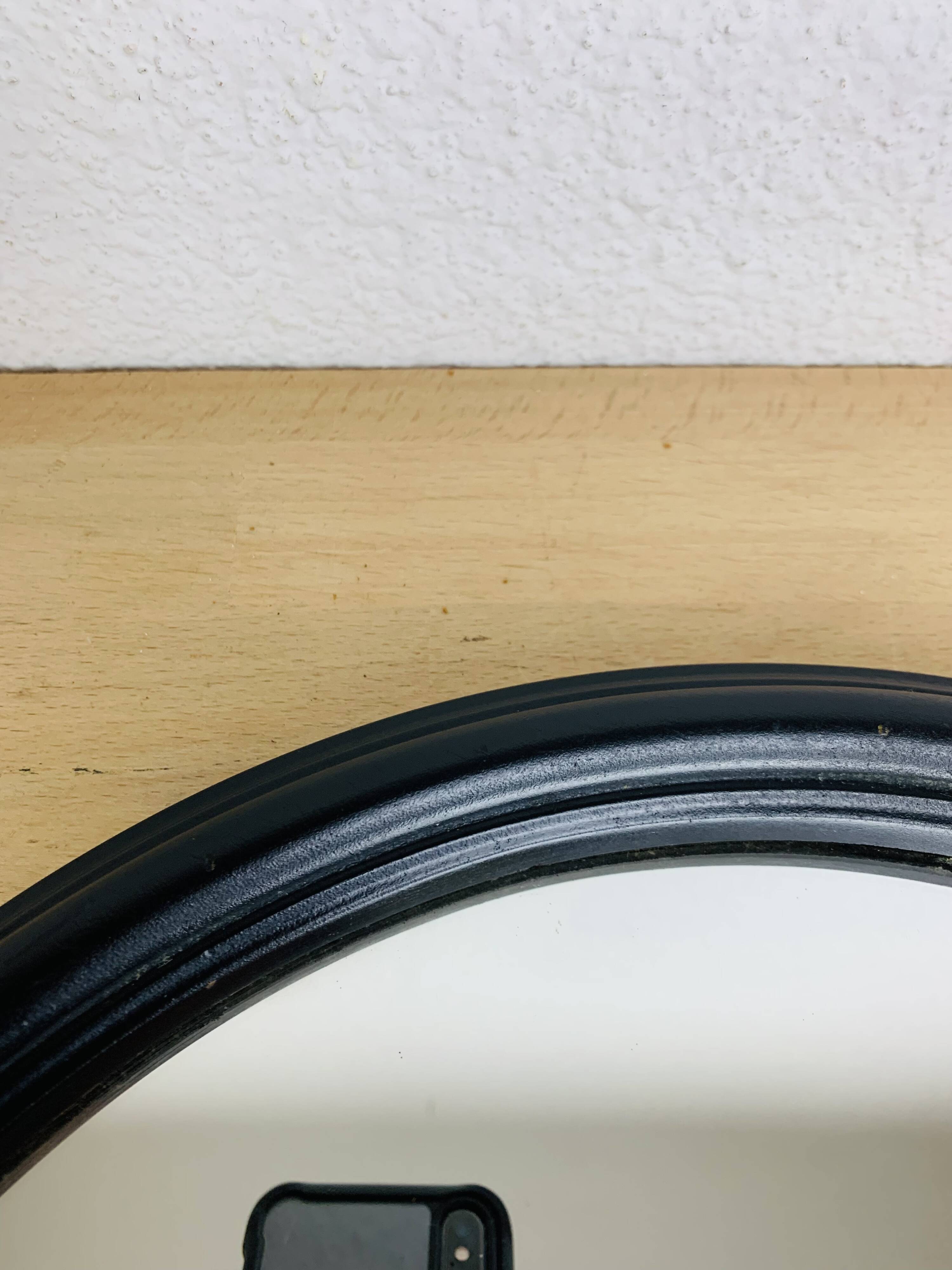 Pair of round mirrors with black rim 40 cm, vintage