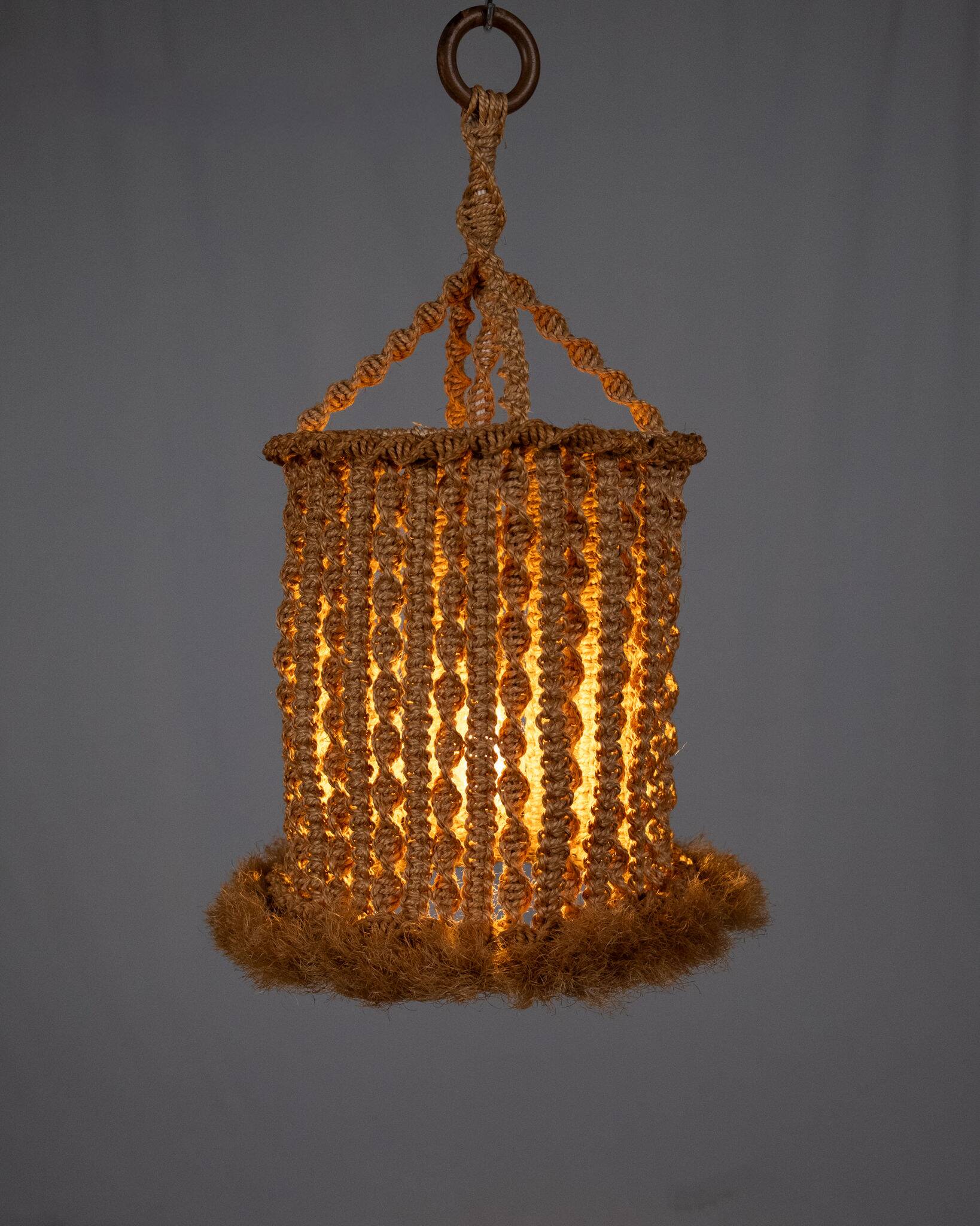 Macramé suspension, Audoux and Minet style, France, 1960s