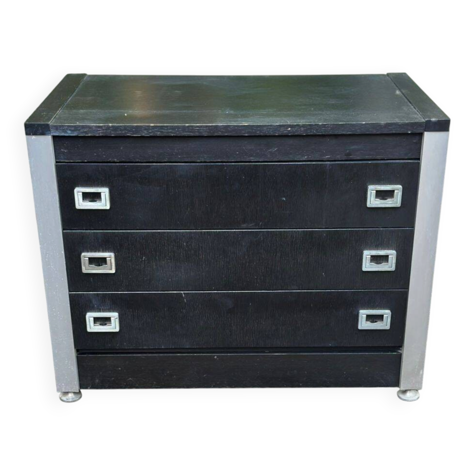 Vintage industrial chest of drawers in black and grey from the 1980s.