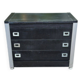 Commode industrielle noire et grise, années 80