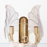 Murano Graniglia Glass Double-Leaf Brass Wall Sconce, Italy, 1960s