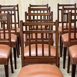 Suite of 12 English chairs nineteenth in mahogany and imitation leather