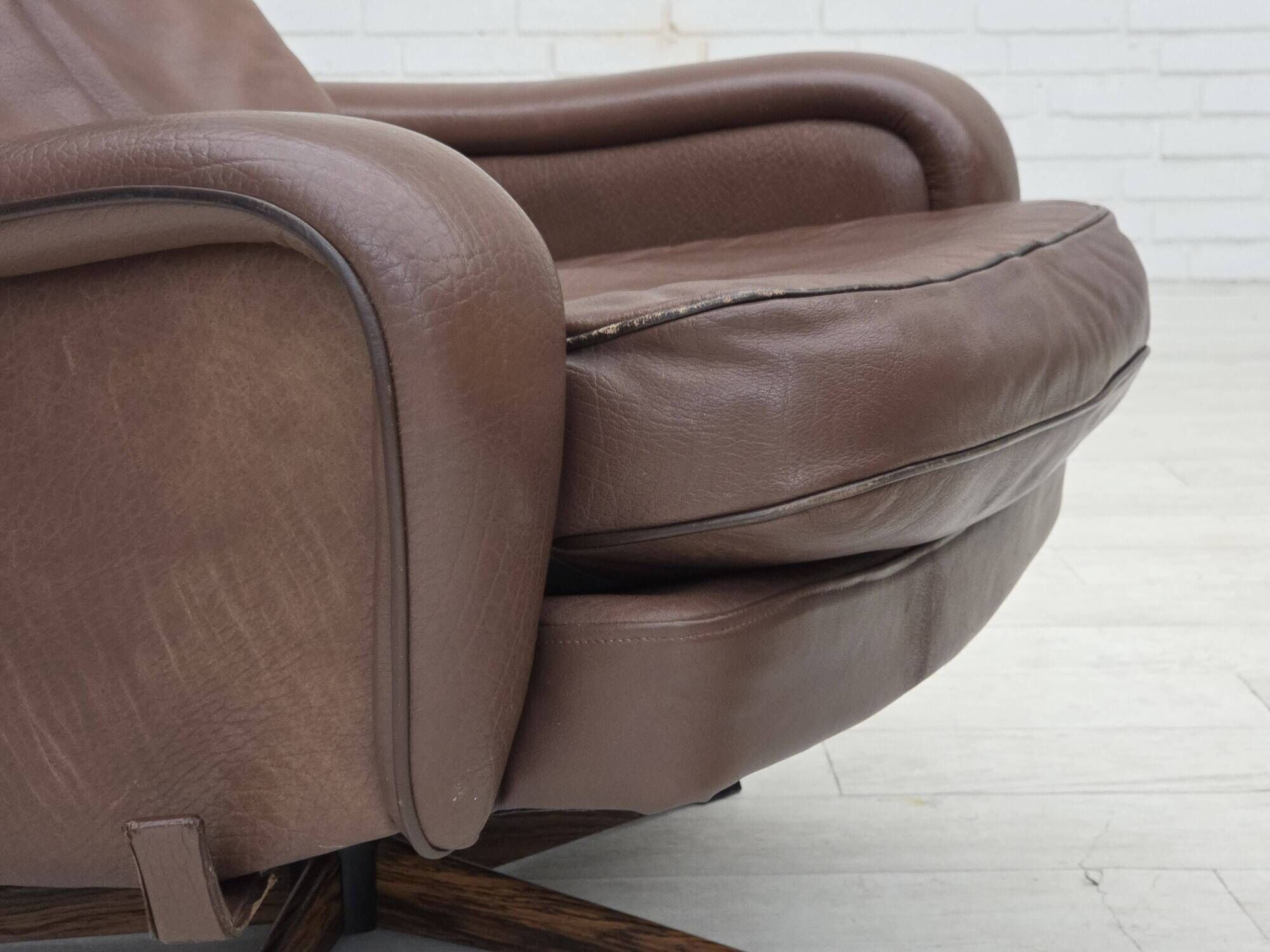 1970s, Danish swivel armchair with footstool by Madsen & Schubel.