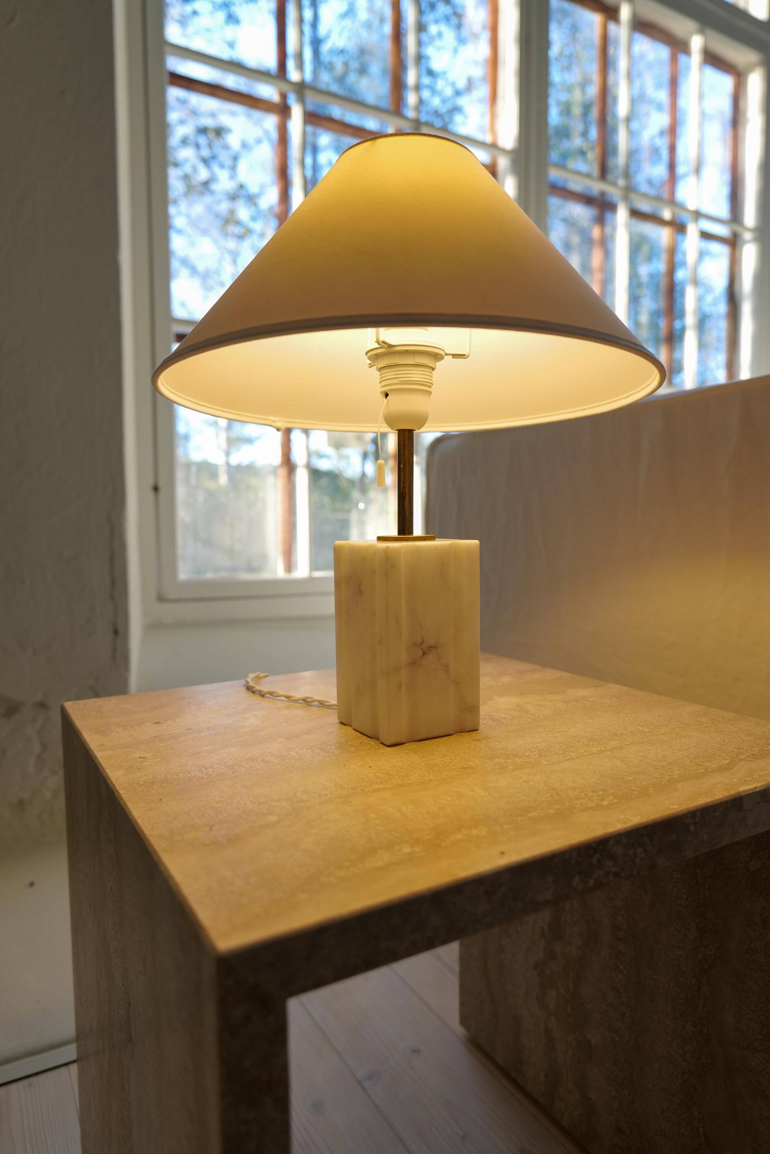 Mid-century solid marble table lamp Bergbom Sweden 1960s