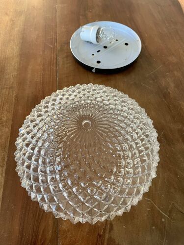 Plafonnier oursin en verre vintage 25 cm